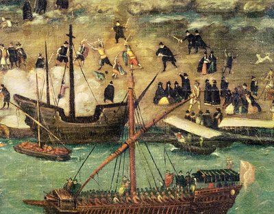 The Port of Seville (detail) by Alonso Sánchez Coello